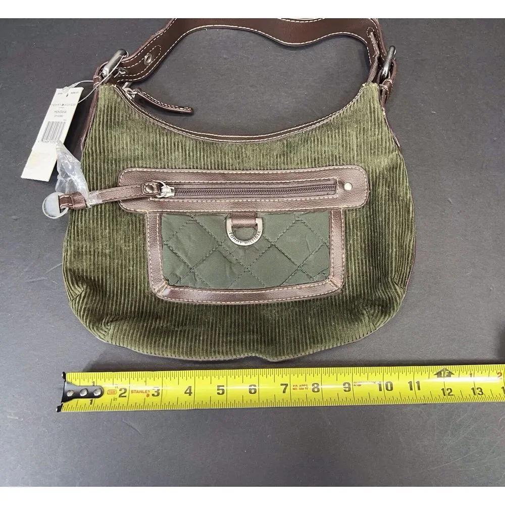 Tommy Hilfiger Montana Small Hobo Purse‎ Green Corduroy New W/tags